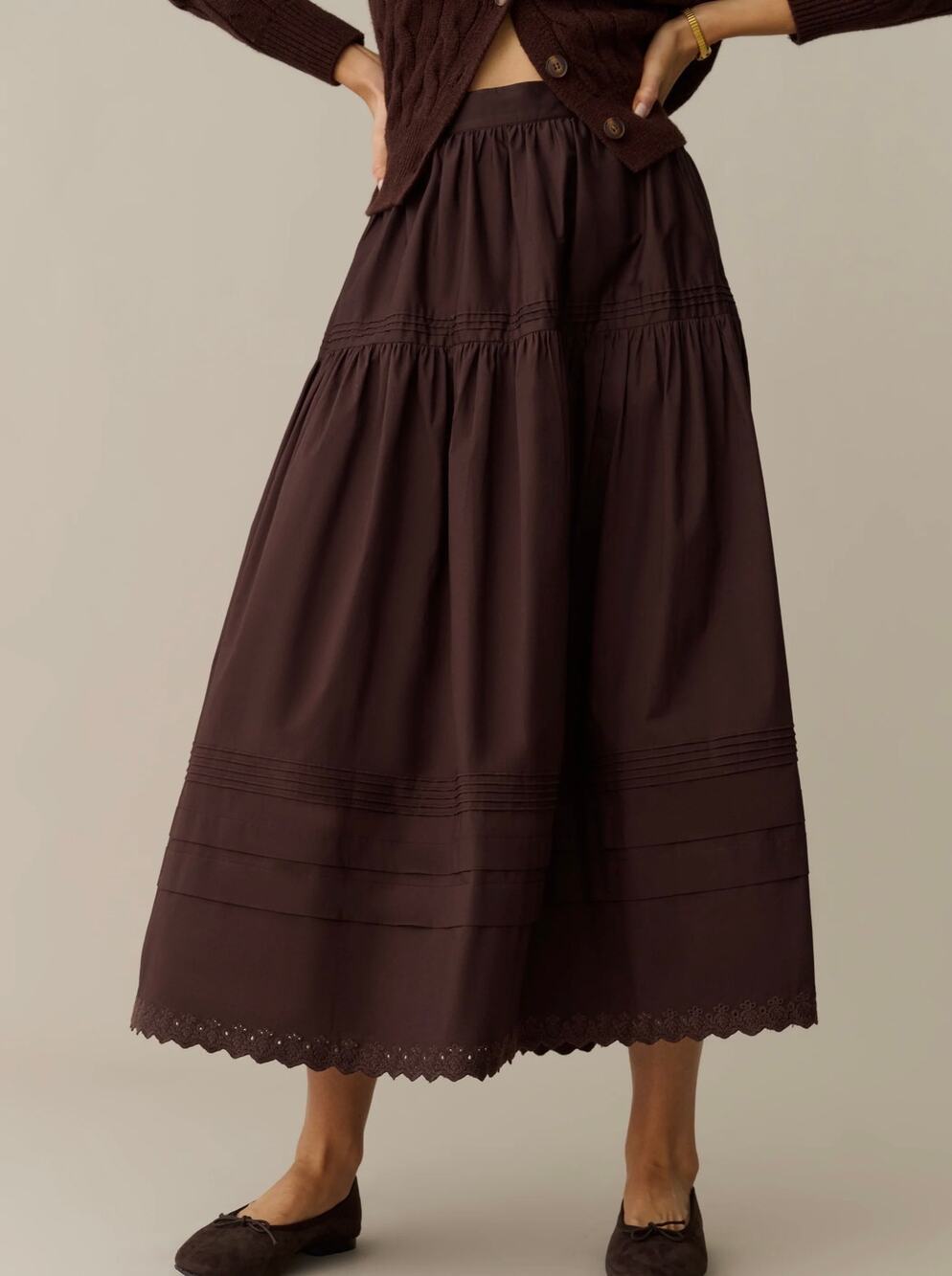 New O.P.T Beth brown  maxi skirt $172 size 4